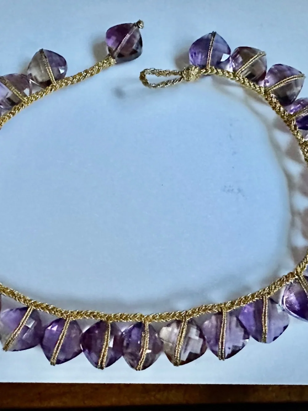vintage Amertrine  vintage large faceted necklace purple golden highlights